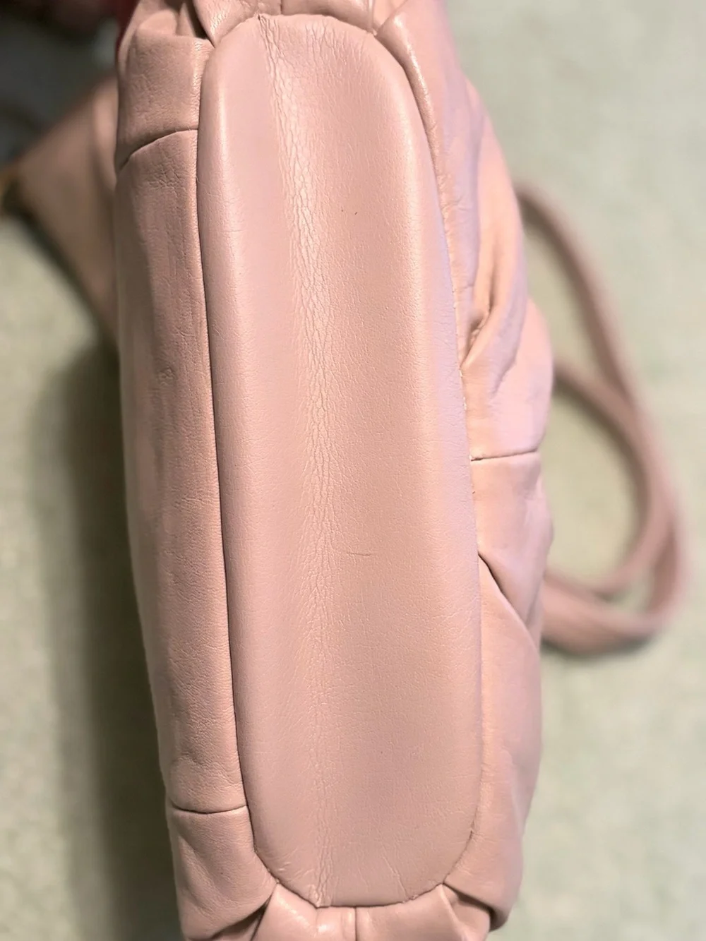 Tignanello Genuine Leather Blush Beige Crossbody Bag Tassel